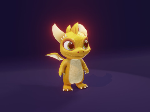 Cartoon Baby Dragons Low-poly 3D Модель