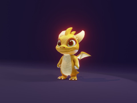 Cartoon Baby Dragons Low-poly 3D Модель