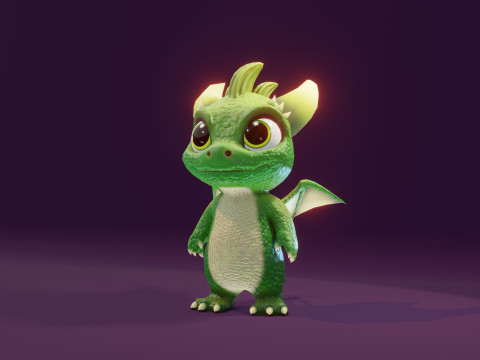 Cartoon Baby Dragons Low-poly 3D Модель