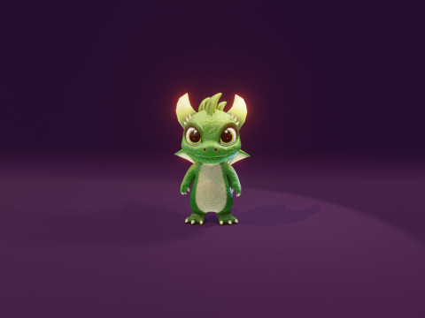 Cartoon Baby Dragons Low-poly 3D Модель