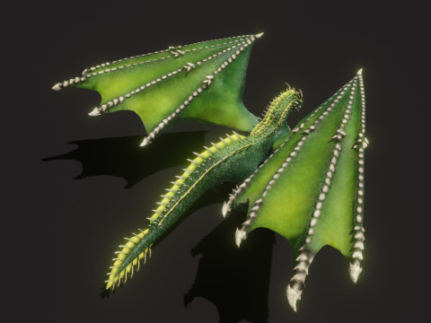 Realistic Green Dragon Animated Low-poly Model 3D