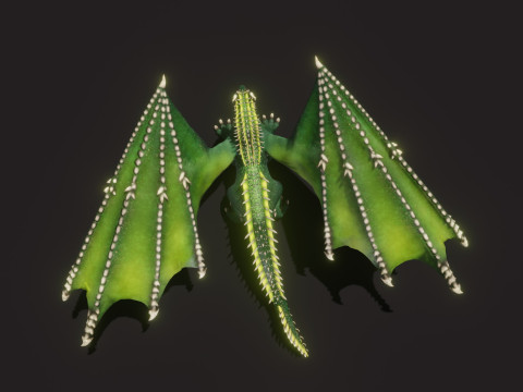 Realistic Green Dragon Animated Low-poly Model 3D