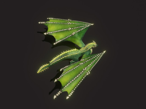 Realistic Green Dragon Animated Low-poly Model 3D