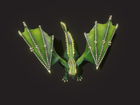 Realistic Green Dragon Animated Low-poly Model 3D
