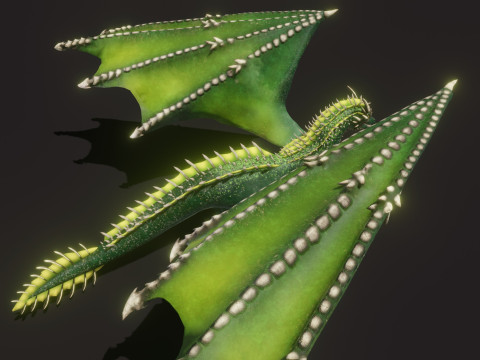 Realistic Green Dragon Animated Low-poly Model 3D