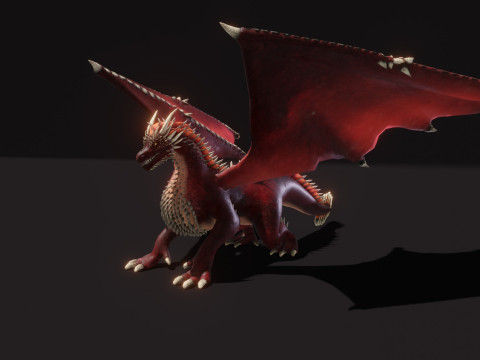 Realistic Red Dragon Animated Low-poly 3D 모델