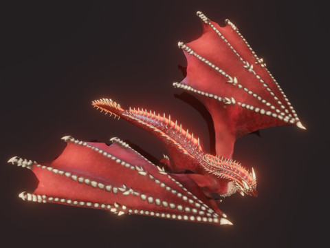 Realistic Red Dragon Animated Low-poly 3D 모델