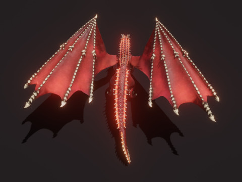 Realistic Red Dragon Animated Low-poly 3D 모델
