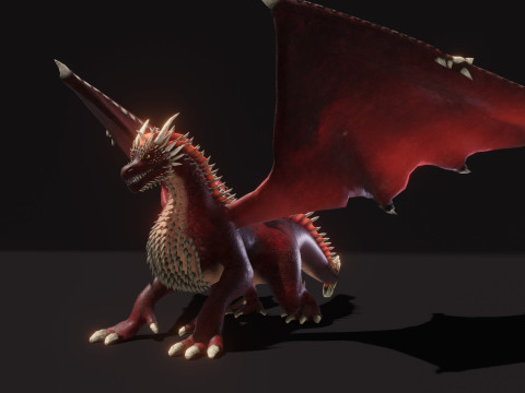 Realistic Red Dragon Animated Low-poly 3D 모델