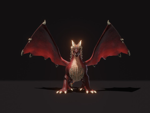 Realistic Red Dragon Animated Low-poly 3D 모델