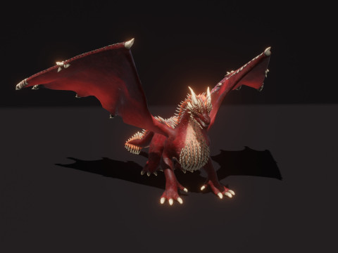 Realistic Red Dragon Animated Low-poly 3D 모델