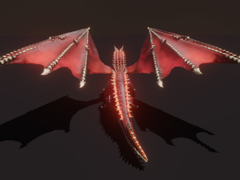 Realistic Red Dragon Animated Low-poly 3D 모델