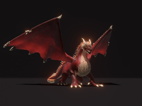 Realistic Red Dragon Animated Low-poly 3D 모델