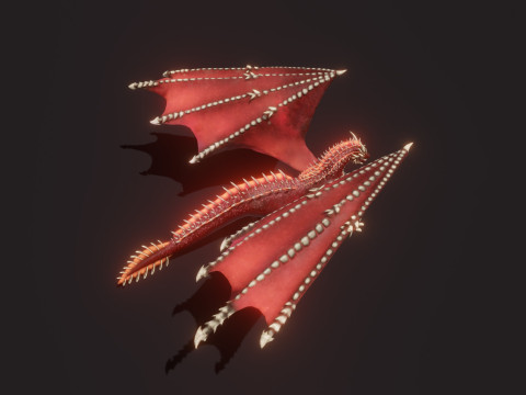 Realistic Red Dragon Animated Low-poly 3D 모델