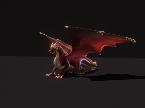 Realistic Red Dragon Animated Low-poly 3D 모델