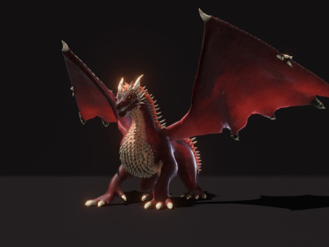 Realistic Red Dragon Animated Low-poly 3D 모델