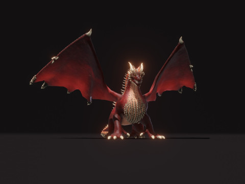 Realistic Red Dragon Animated Low-poly 3D 모델