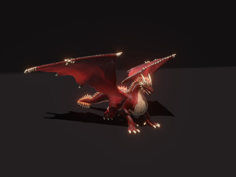 Realistic Red Dragon Animated Low-poly 3D 모델