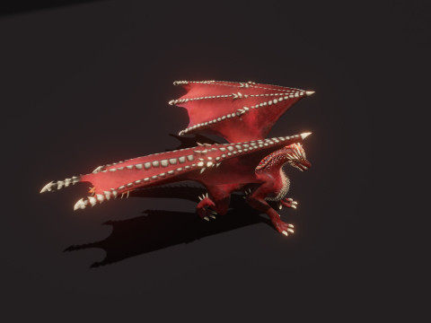 Realistic Red Dragon Animated Low-poly 3D 모델