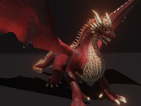 Realistic Red Dragon Animated Low-poly 3D 모델