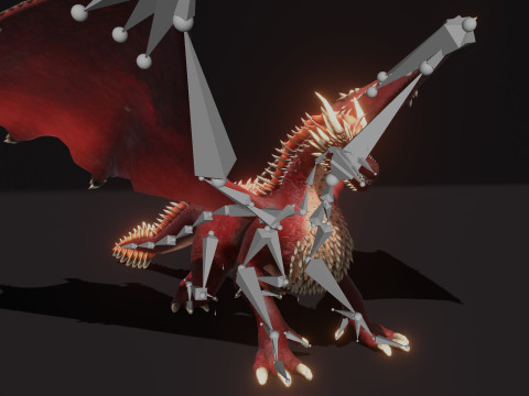Realistic Red Dragon Animated Low-poly 3D 모델