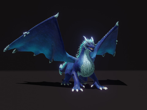 Realistic Blue Dragon Animated Low-poly 3D मॉडल