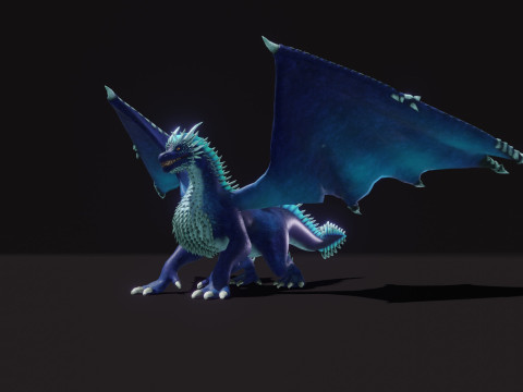 Realistic Blue Dragon Animated Low-poly 3D मॉडल