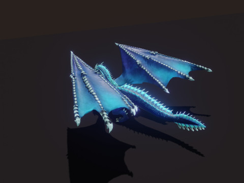 Realistic Blue Dragon Animated Low-poly 3D मॉडल