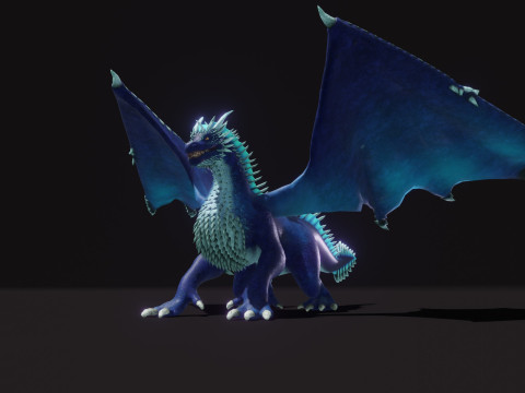 Realistic Blue Dragon Animated Low-poly 3D मॉडल