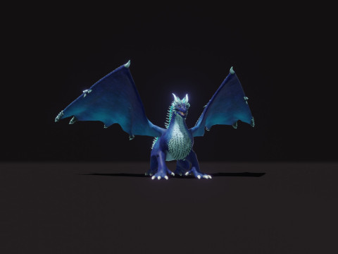 Realistic Blue Dragon Animated Low-poly 3D मॉडल