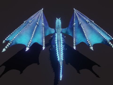 Realistic Blue Dragon Animated Low-poly 3D मॉडल