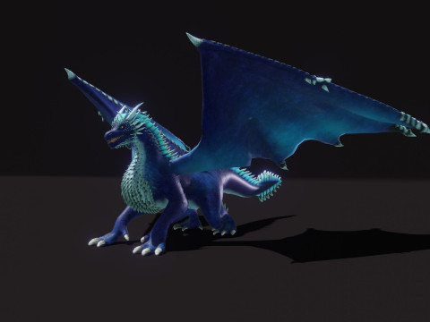 Realistic Blue Dragon Animated Low-poly 3D मॉडल
