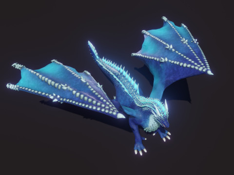 Realistic Blue Dragon Animated Low-poly 3D मॉडल