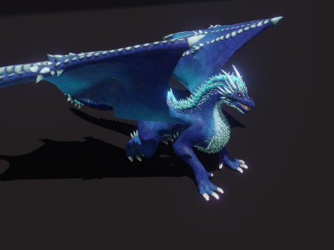 Realistic Blue Dragon Animated Low-poly 3D मॉडल
