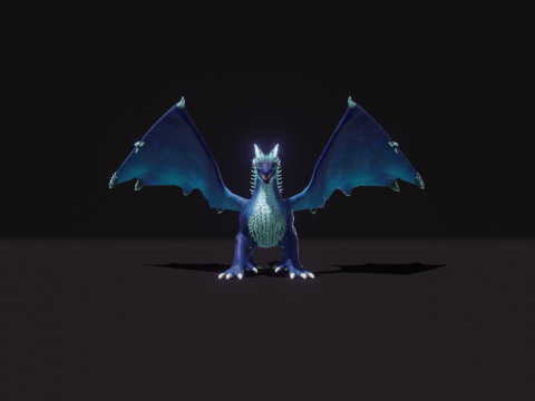 Realistic Blue Dragon Animated Low-poly 3D मॉडल