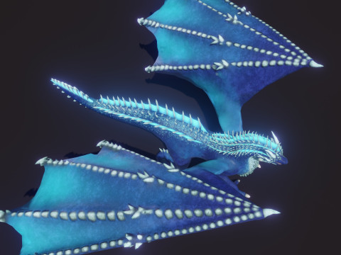 Realistic Blue Dragon Animated Low-poly 3D मॉडल