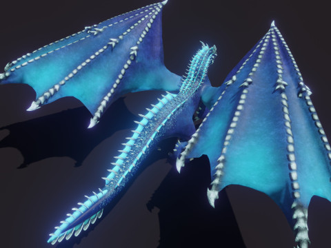 Realistic Blue Dragon Animated Low-poly 3D मॉडल