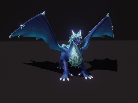 Realistic Blue Dragon Animated Low-poly 3D मॉडल