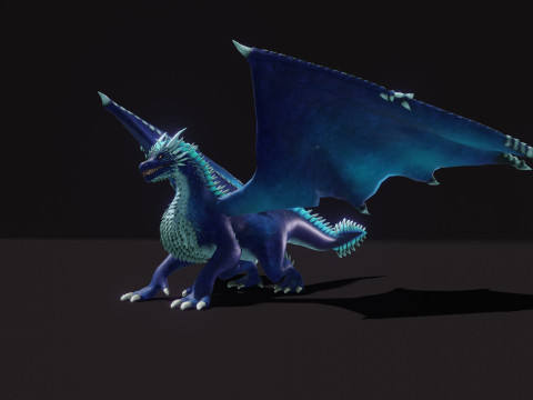 Realistic Blue Dragon Animated Low-poly 3D मॉडल