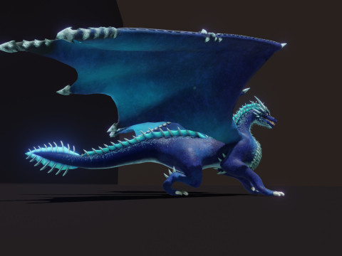 Realistic Blue Dragon Animated Low-poly 3D मॉडल