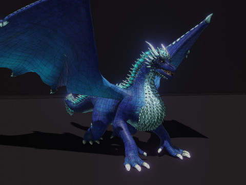 Realistic Blue Dragon Animated Low-poly 3D मॉडल