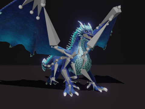 Realistic Blue Dragon Animated Low-poly 3D मॉडल