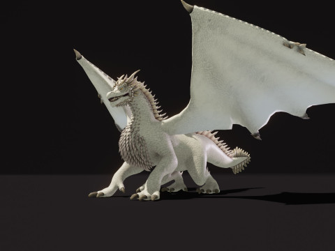 Realistic White Dragon Animated Low-poly 3D Модель