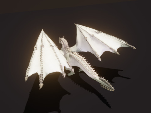 Realistic White Dragon Animated Low-poly 3D Модель