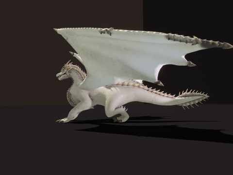 Realistic White Dragon Animated Low-poly 3D Модель