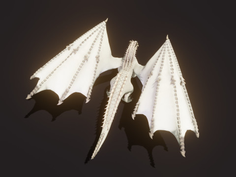 Realistic White Dragon Animated Low-poly 3D Модель