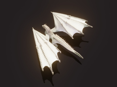 Realistic White Dragon Animated Low-poly 3D Модель