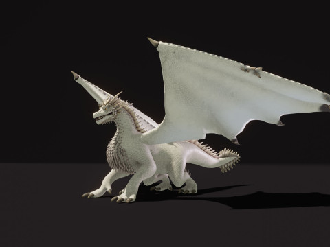 Realistic White Dragon Animated Low-poly 3D Модель