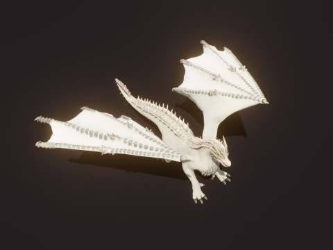 Realistic White Dragon Animated Low-poly 3D Модель
