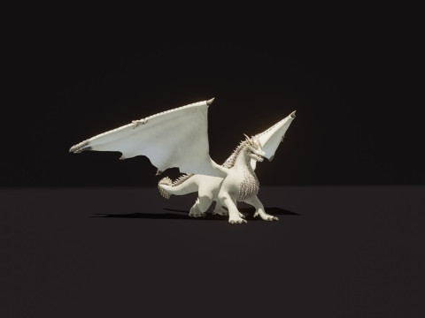 Realistic White Dragon Animated Low-poly 3D Модель
